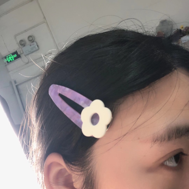 Kẹp Tóc Mỏ Vịt Bằng Acrylic Màu Sắc Tương Phản Họa Tiết Hoa Dễ Thương