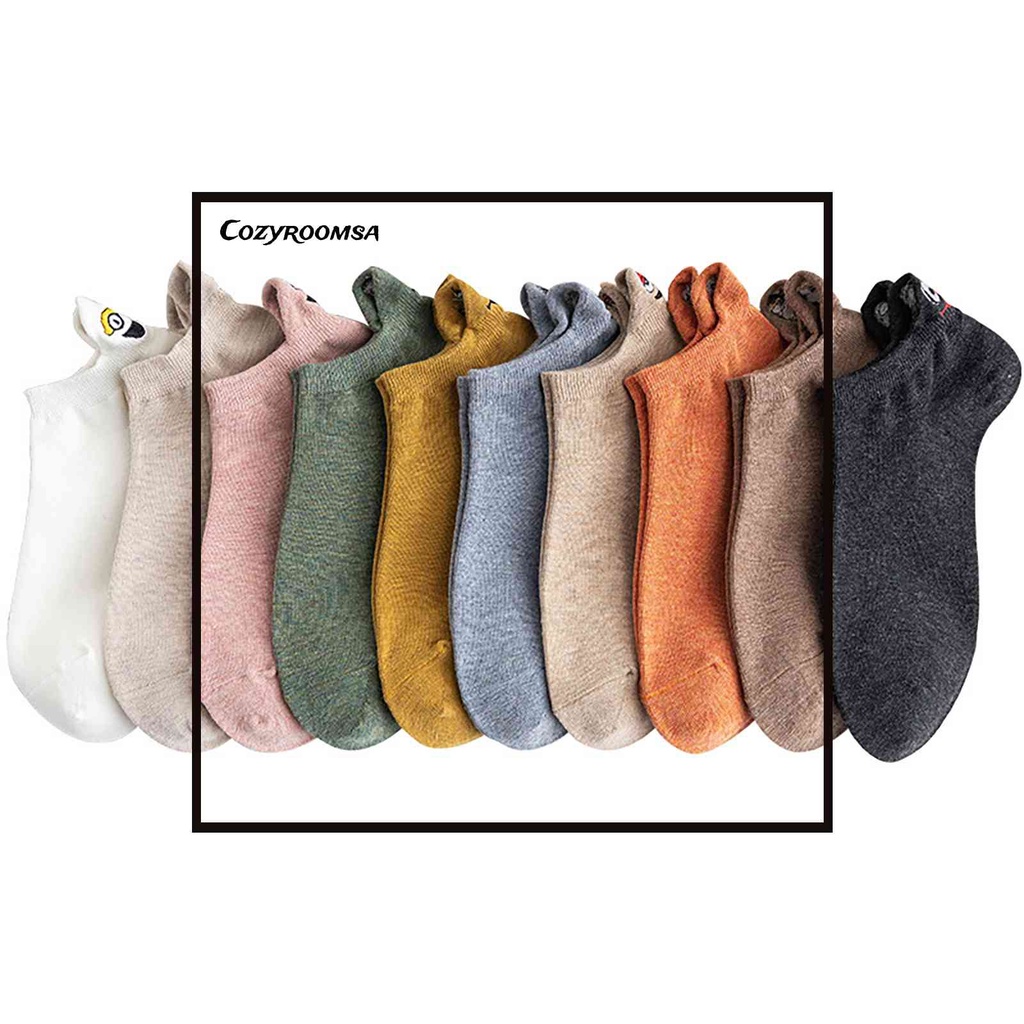 Set 10 Đôi Tất Cổ Thuyền Chống Trượt Thêu Hoa