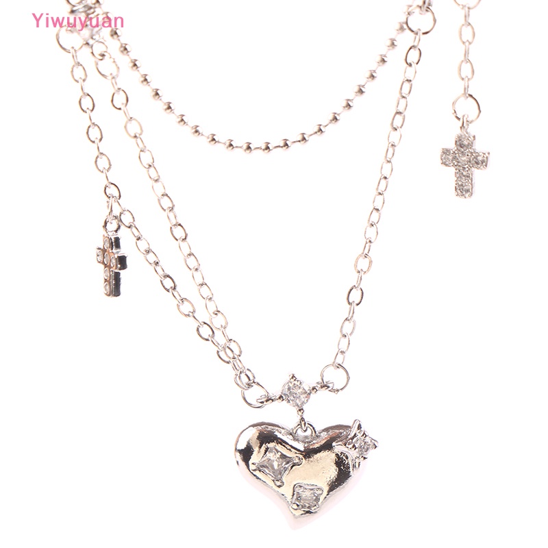 < Yiwuyuan > Vòng Cổ Choker Mặt Chữ Thập Đính Đá Zircon Trái Tim Cho Nữ Dự Tiệc Mới
