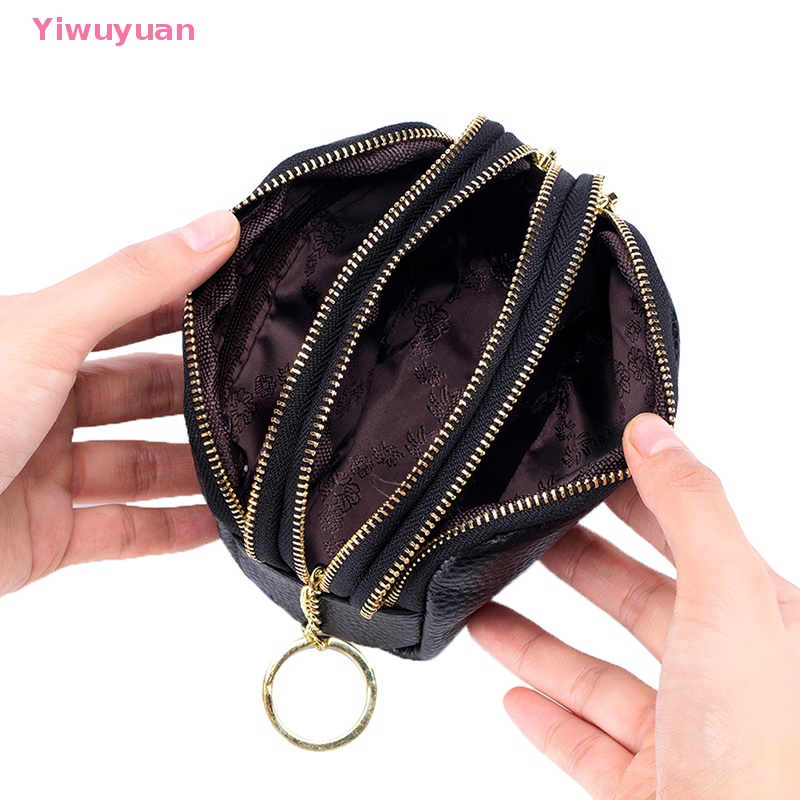 < Yiwuyuan > Ví Da Thật Đựng Chìa Khóa Xe Hơi Thời Trang Có Ba Khóa Kéo Sắp Xếp Gọn Gàng