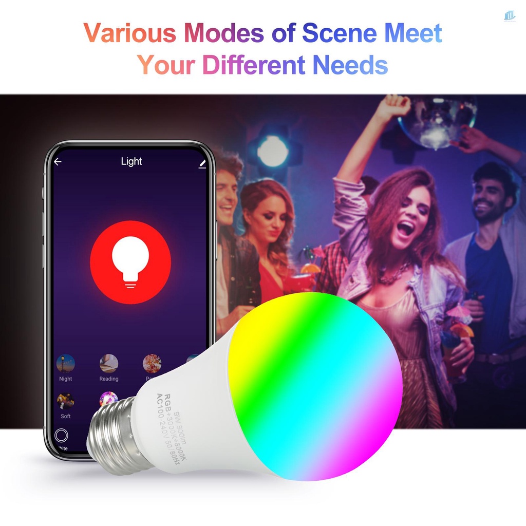 Bóng Đèn LED Thông Minh Điều Khiển Bằng Giọng Nói 9W Wi-Fi 16 Triệu Màu E27