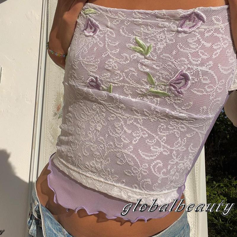 Áo Ống Ren Hoa Không Tay Thời Trang Mùa Hè Dành Cho Nữ