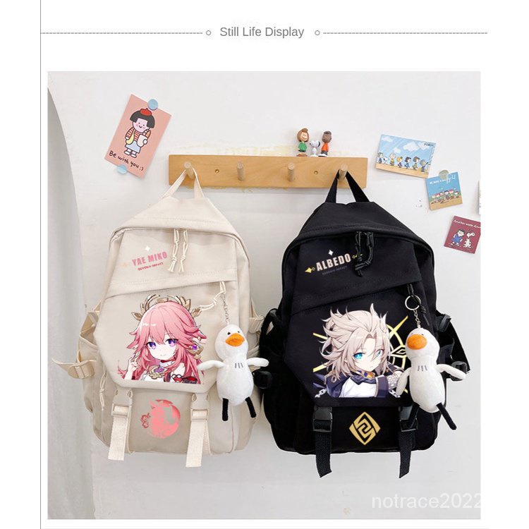 ★Genshin Impact★Yae Miko & Barbara Ba Lô Đi Học Trọng Lượng Nhẹ Họa Tiết Anime Cho Nam Nữ Sinh Trung Học