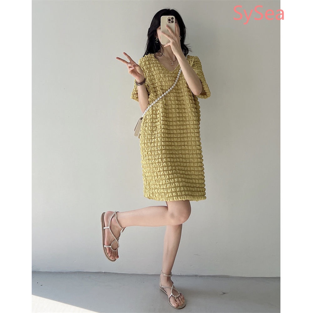 Plus Đầm Cổ Chữ V Phong Cách Hàn Quốc Cho Nữ