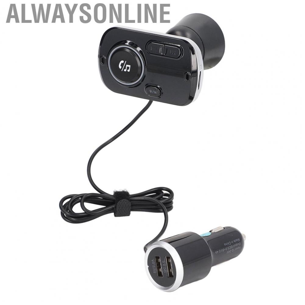 Alwaysonline Car BT  Transmitter Hands Free Calling QC3.0 Fast Charging Cars Adapter