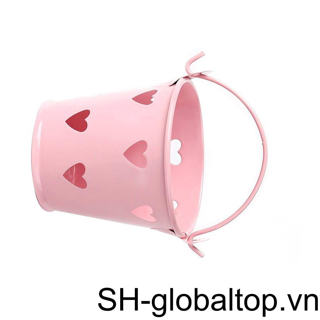 Giá Đỡ Bút Bằng Sắt Màu Trơn Họa Tiết Trái Tim Rỗng Sắp Xếp Gọn Gà