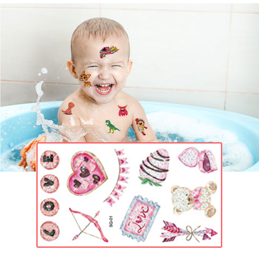 Bộ 10 Miếng Dán Hình Xăm Nhiều Màu Sắc Lấp Lánh Chống Thấm Nước Tự Dính Trang Trí Ngày Valentine Thời Trang