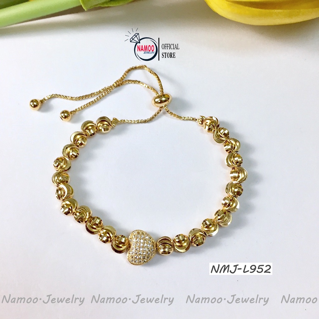 Lắc Tay Nữ Đính Đá Trái Tim L952 Có Dây Rút Bền Màu