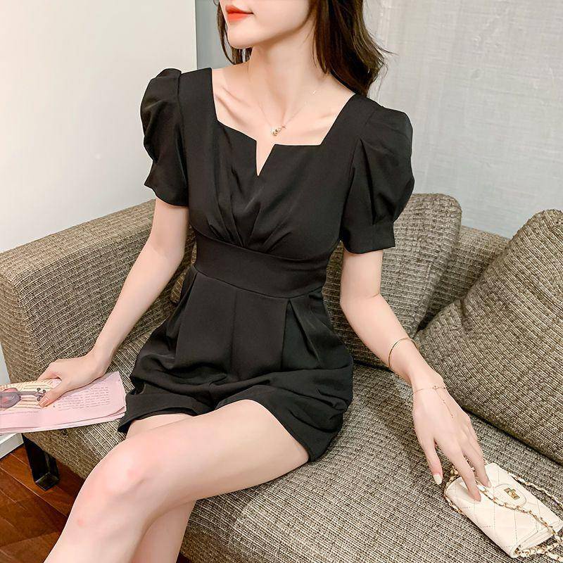 Giao Hàng Nhanh Áo Liền Quần Ống Rộng Lưng Cao Thời Trang Mùa Hè Pháp Cho Nữ