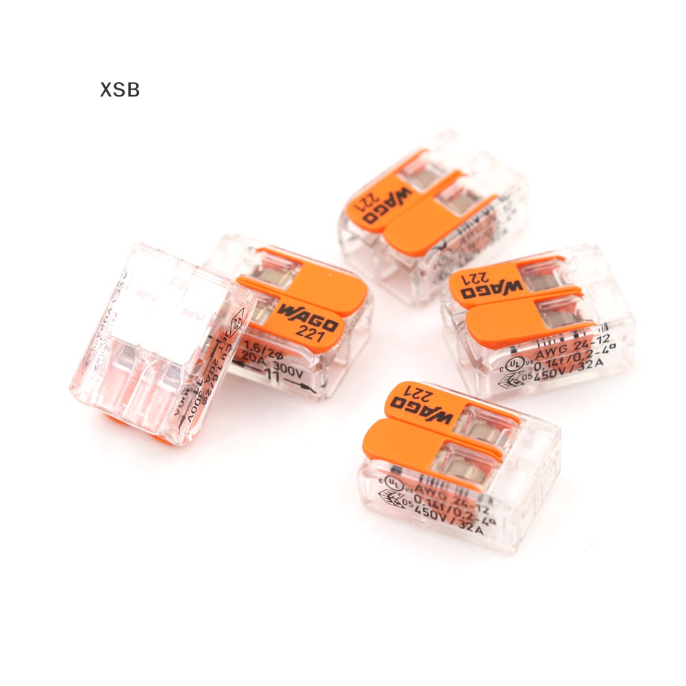 XSB Hot 5pcs bán WAGO 221-412 đòn bẩy-nuts 2 dây dẫn nhỏ gọn kết nối 10 PK dây đồng nối New