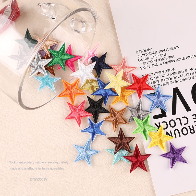 Set 10 Miếng Sticker Ủi Thêu Hình Ngôi Sao Năm Cánh