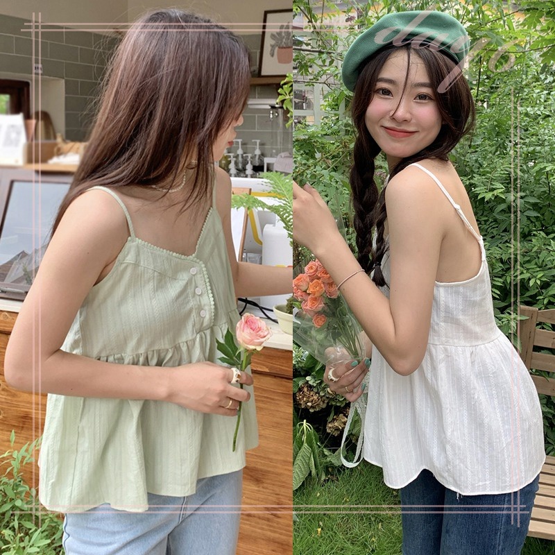 Áo Hai Dây Cổ Chữ V Phối Ren Phong Cách Hàn Quốc Thời Trang Mùa Hè Cho Nữ