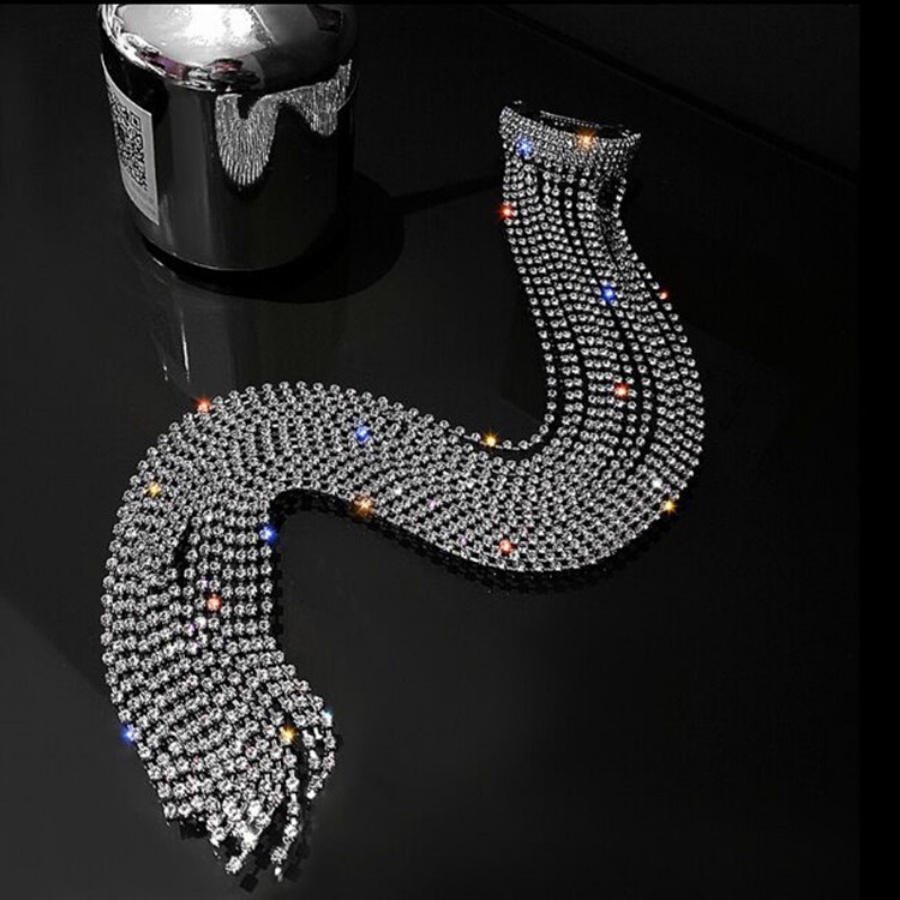 Kẹp Tóc Đuôi Ngựa Dài Đính Đá Pha Lê Toàn Diện Phong Cách Hàn Quốc Cho Nữ