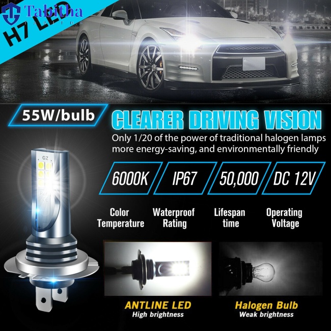 2 Bóng Đèn Pha H7 110w 30000lm Siêu Sáng 6000k Ánh Sáng Trắng Chất Lượng Cao Cho Xe Hơi