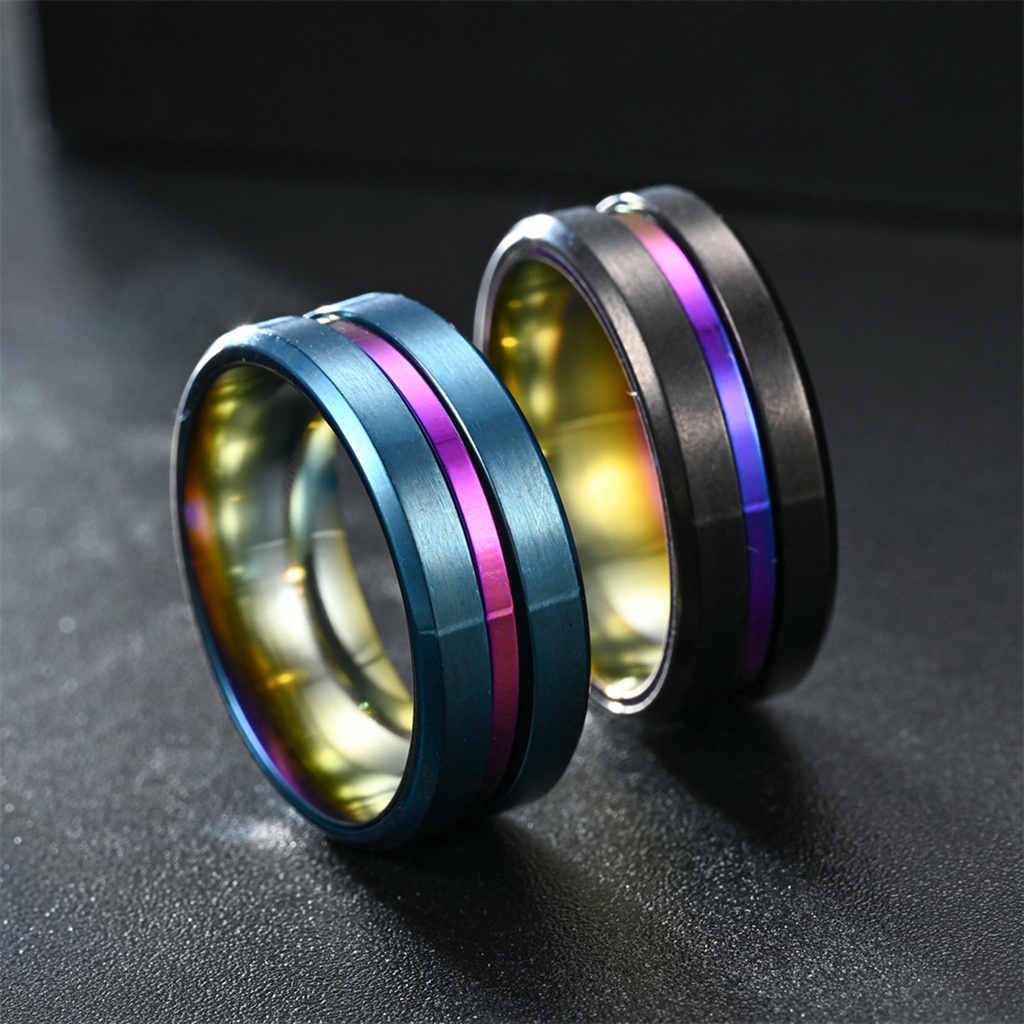 Nhẫn Đính Hôn Mạ Điện Nhiều Màu Sắc Đơn Giản Cho Nam