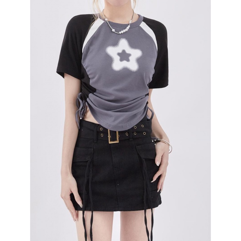 Áo Thun Ngắn Tay Cổ Tròn Dáng Ôm In Họa Tiết Thời Trang Mùa Hè Dành Cho Nữ