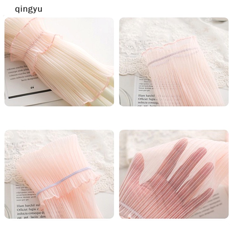 Đôi Găng Tay Dài Hở Ngón Chống Nắng Và Tia Uv Phối Ren Lưới Thoáng Khí Dành Cho Nữ