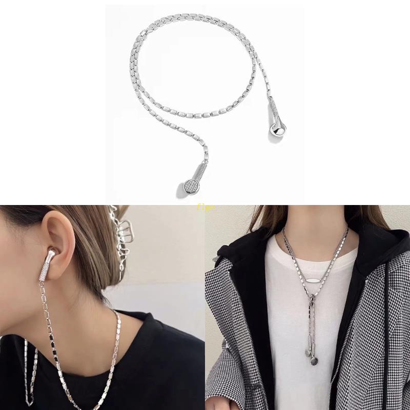 Vòng cổ Thép Titan Dài 76.5cm Hình Tai Nghe Phong Cách Hip Hop