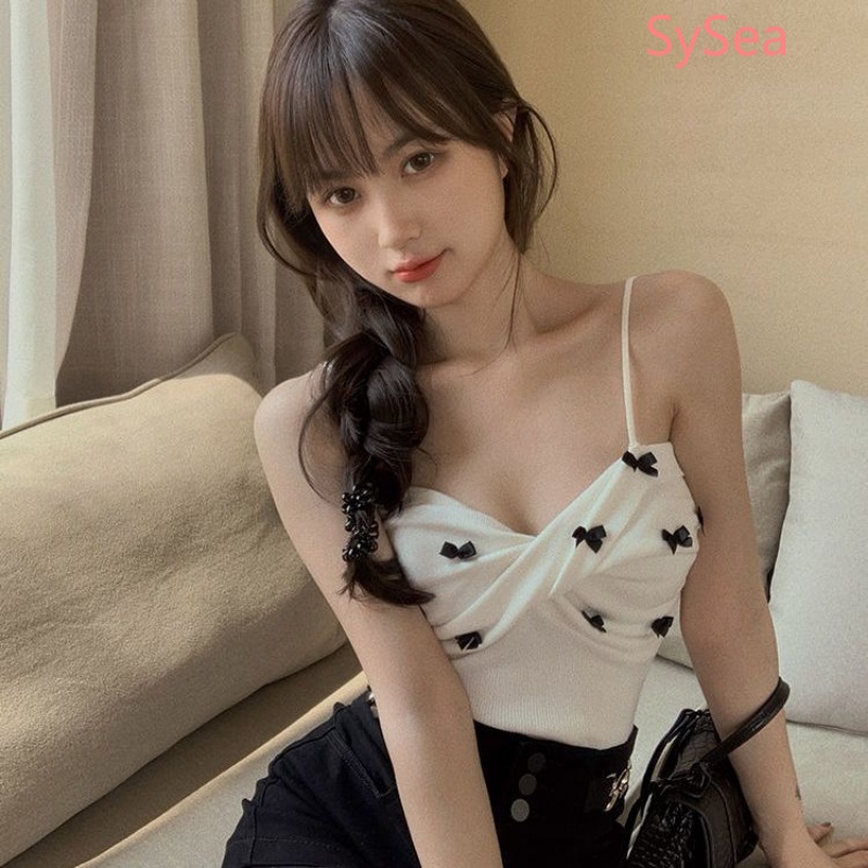 Áo Croptop Hai Dây Thắt Nơ Quyến Rũ Thời Trang Cho Nữ