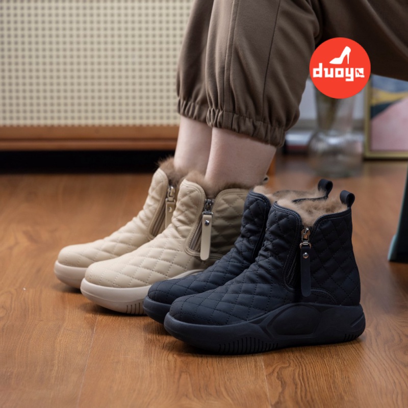 Duoya Giày Bốt Martin Cotton Lót Lông Dày Dặn Chống Trượt Thời Trang Mùa Đông 2022 Mới Cho Nữ