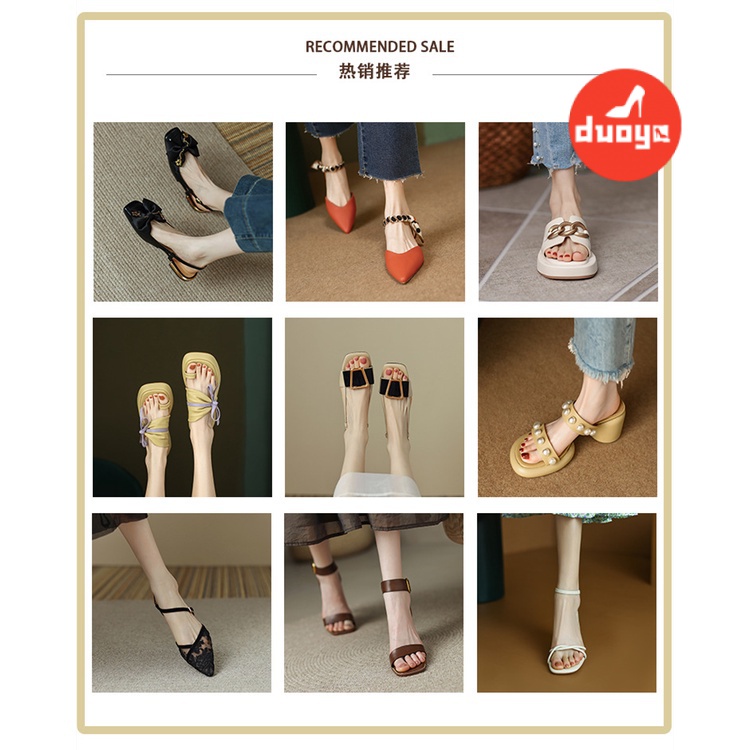 Duoya Tóc Thẳng ~ [Hàng Có Sẵn] Dép Sandal Xỏ Ngón Bằng Da Thật Mềm Đế Dày Đính Đá Phối Ren Nơ Thời Trang Mùa Hè Cho Nữ Miễn Phí Vận
