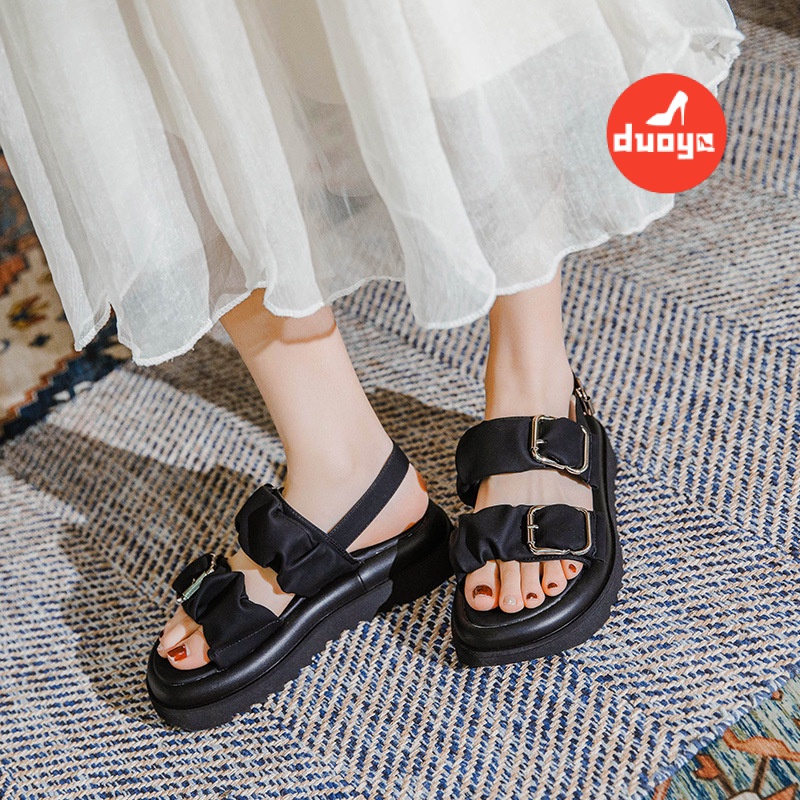 Duoya Tóc Thẳng ~ [Hàng Có Sẵn] Giày Sandal Đế Dày Cao Cấp Có Dây Đeo Thẳng Phong Cách Hàn Quốc Cho Nữ Miễn Phí Vận Chuyển