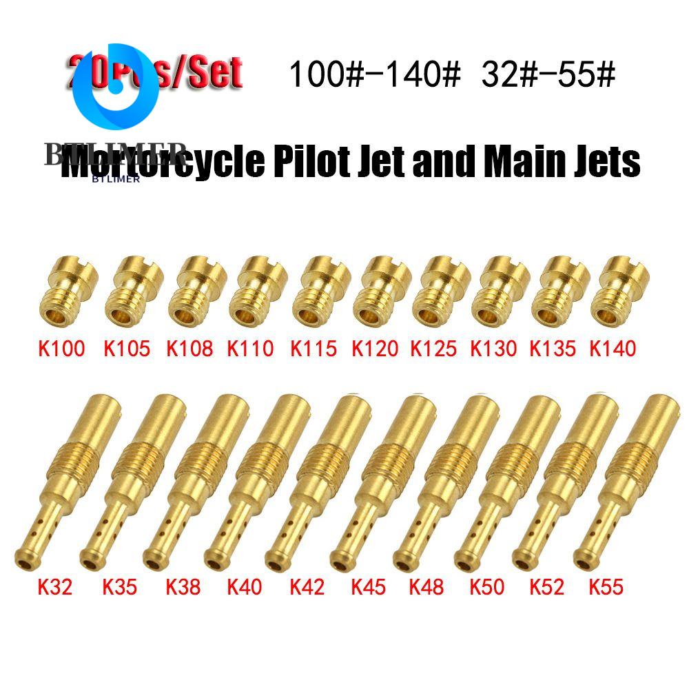 BTLIMER Set 20 Đầu Phun Bộ Chế Hòa Khí Chính + 20 Vòi Phun Chính Dành Cho PWK Keihin PE NSR OKO CVK