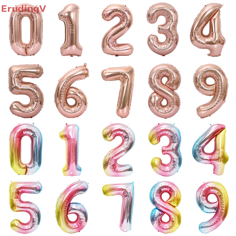 [ErudingV] Bóng Bay Hình Số Lá Vàng / Bạc Trang Trí Tiệc Sinh Nhật / Đám Cưới [Mới]