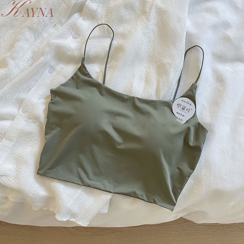 Kayna Áo Ống Bằng Lụa Lạnh Màu Trơn Phong Cách Hàn Quốc Tự Cột Phía Sau Đẹp Mắt Cho Nữ