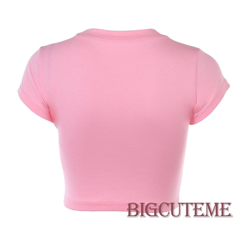 Áo Thun Crop Top Tay Ngắn In Chữ Đính Đá Phong Cách Thời Trang Đường Phố Cho Nữ