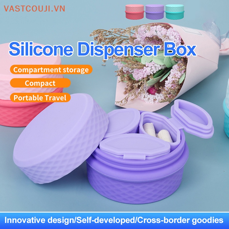 Hộp Đựng Thuốc 3 Trong 1 Bằng Silicon Tiện Dụng Mang Theo Du Lịch