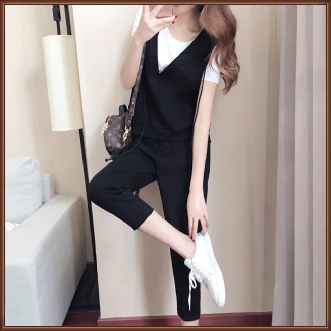 Set Áo Thun Croptop + Quần Dài Thời Trang Cho Nữ