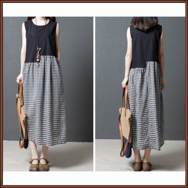 Đầm Sát Nách Cổ Tròn Dáng Rộng Cỡ Lớn Thời Trang Mùa Hè Cho Nữ