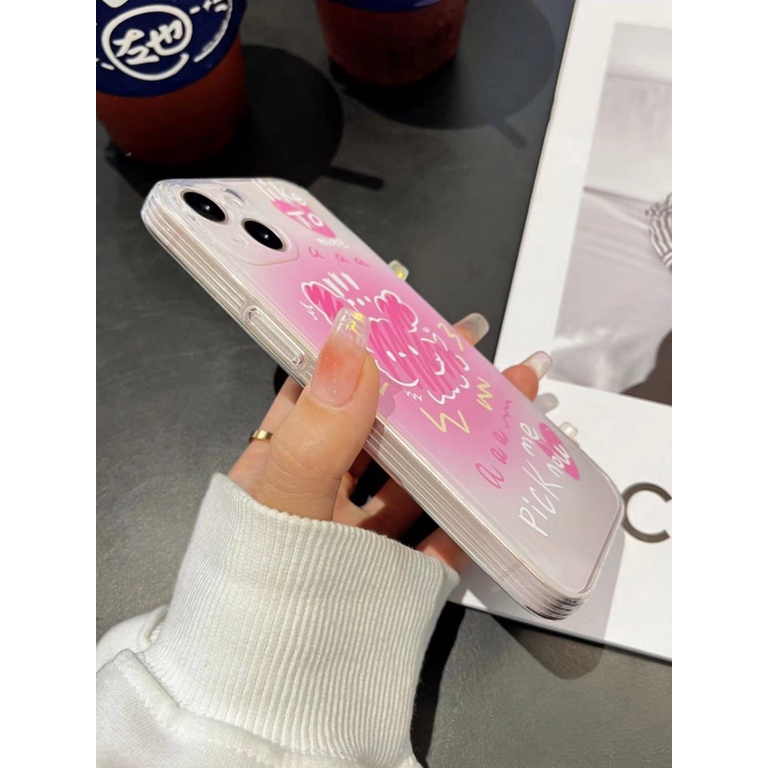 ✅Ốp Điện Thoại Màu Hồng Trong Suốt Hình Chú Chó Cho Iphone 12 promax 13Pro 1114 1ECL
