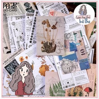 Set 6 tờ stickers lớn kiểu cổ điển vintage DIY