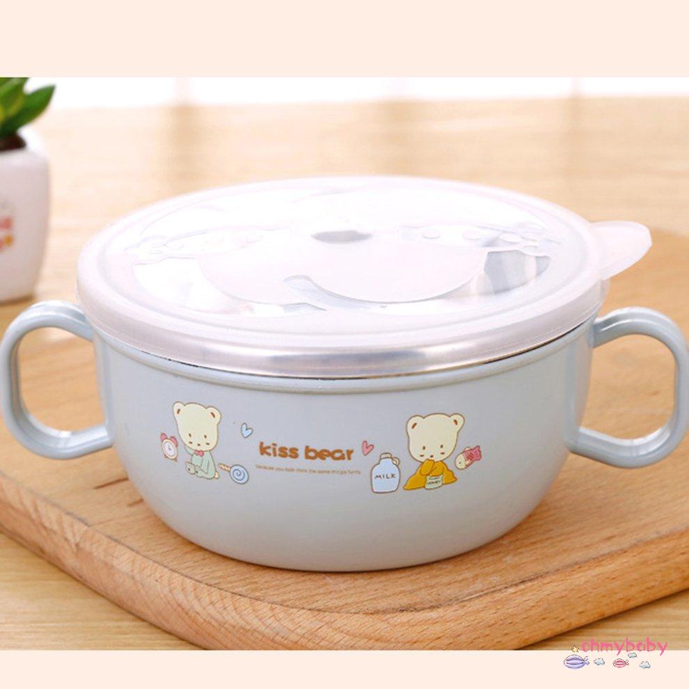 [OMY] Phim hoạt hình bằng thép không gỉ thông minh Feedingl có tay cầm và muỗng cho trẻ sơ sinh em chứa Bpa [P/10]