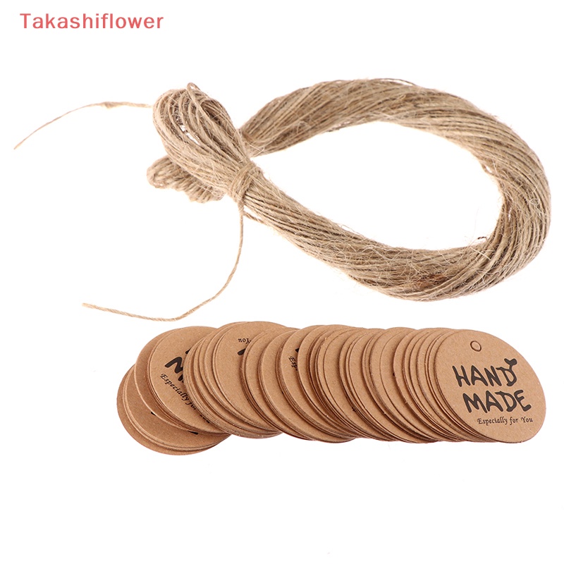 Set 100 Nhãn Giấy Kraft In Chữ Handmade Dùng Để Trang Trí Gói Quà