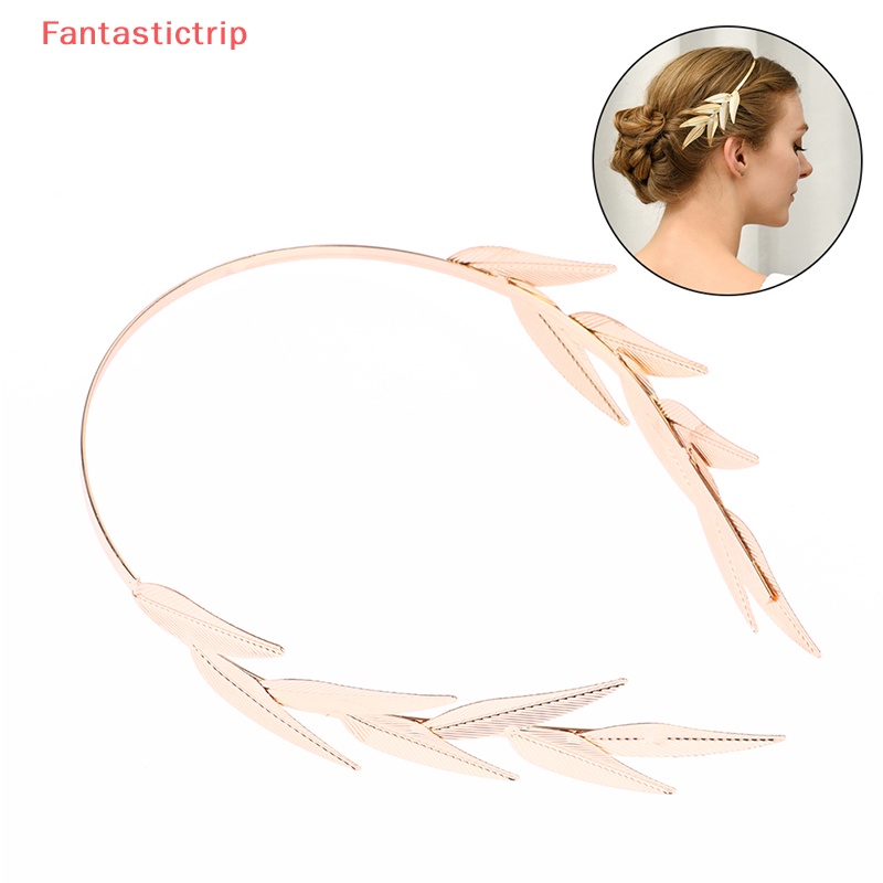 Băng Đô Kim Loại Hình Chiếc Lá Màu Vàng Thanh Lịch Cho Cô Dâu