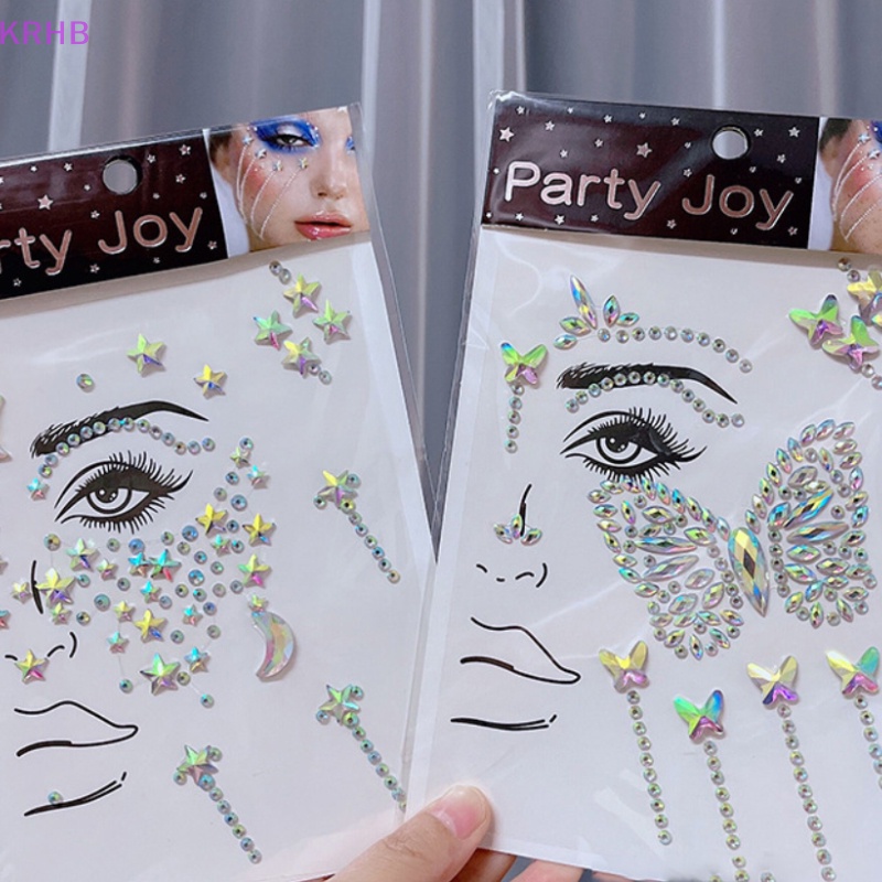 Miếng Dán Trang Trí Mặt / Mắt Họa Tiết Kim Cương Lấp Lánh Tạm Thời