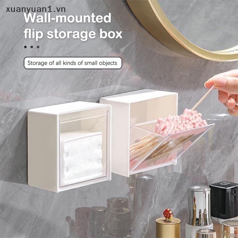 Hộp Đựng Bông Ngoáy Tai / Tăm Bông Bằng Nhựa Gắn Tường Chống Bụi Tiện Dụng