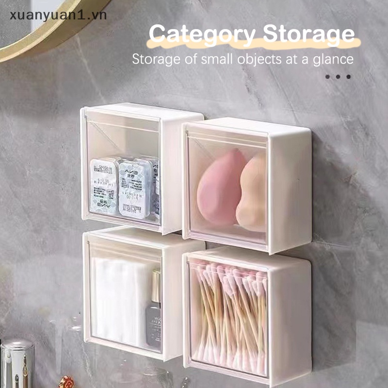 Hộp Đựng Bông Ngoáy Tai / Tăm Bông Bằng Nhựa Gắn Tường Chống Bụi Tiện Dụng