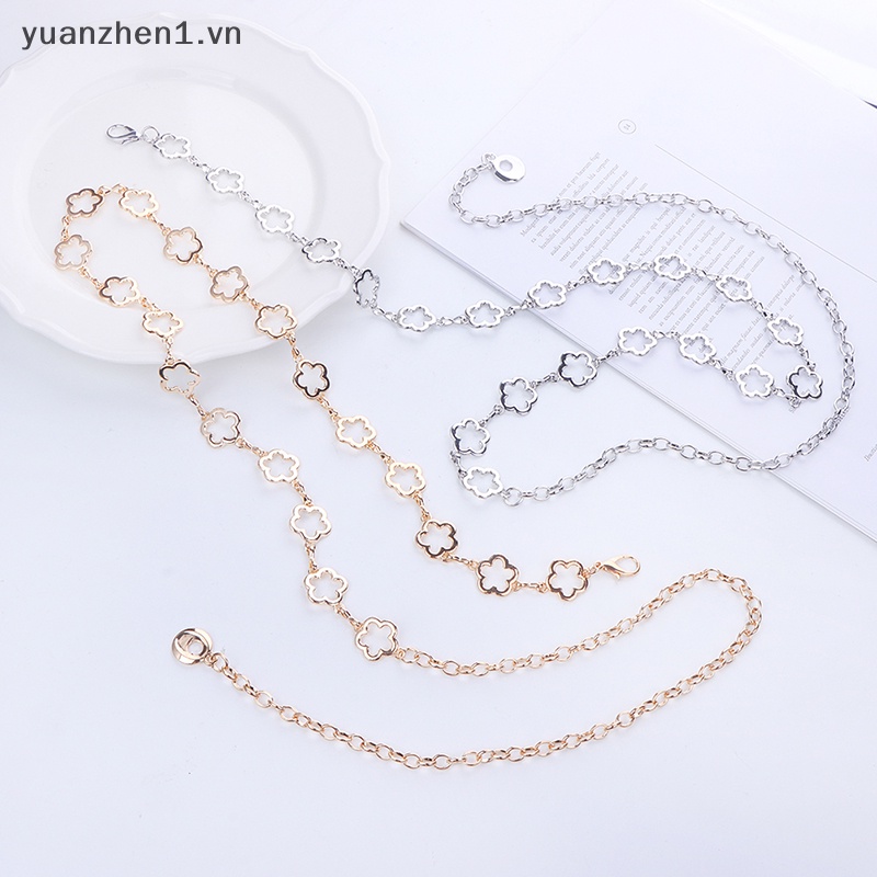 Dây Xích Đeo Thắt Lưng Bằng Kim Loại Họa Tiết Hoa Rỗng Thời Trang Cho Nữ