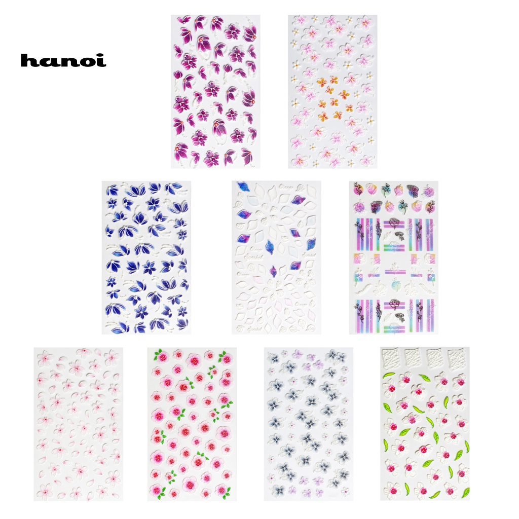 Miếng Dán Trang Trí Móng Tay Họa Tiết Hoa Lá Dập Nổi 5D Thời Trang Cho Nữ
