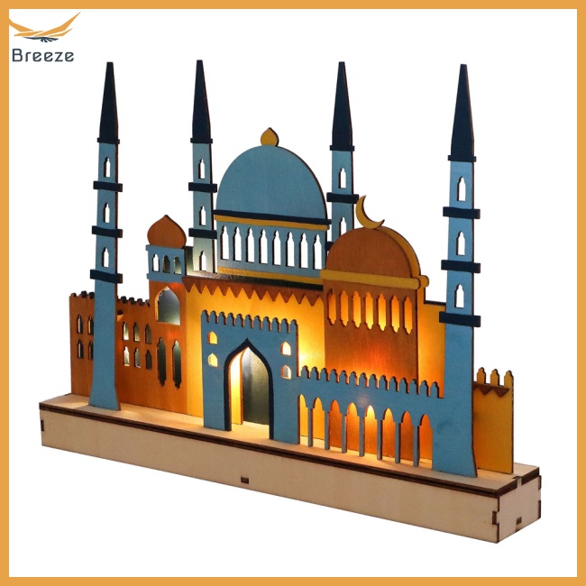 Đèn Led Để Bàn Trang Trí Bằng Gỗ Phong Cách Hồi Giáo Ramadan Eid Mubarak