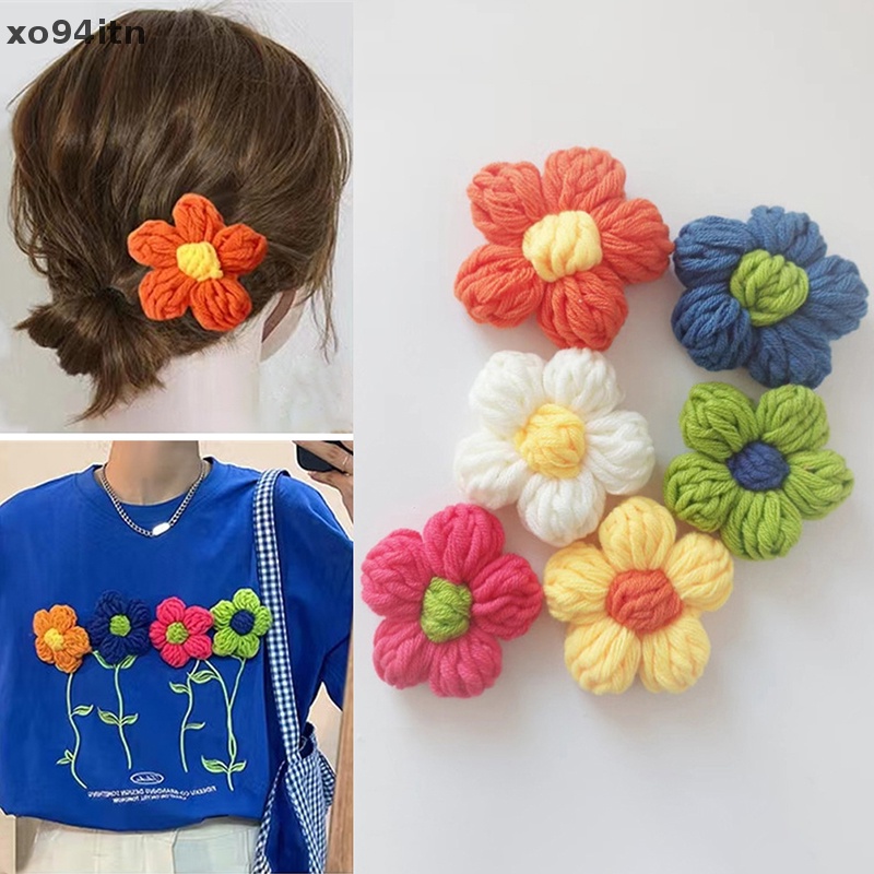 Trâm Cài Áo Hình Hoa Đan Len Thủ Công Đơn Giản Cho Nữ