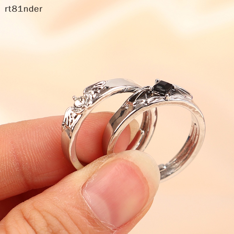 Rt 1 Cặp Nhẫn Đính Hôn Đôi Cánh Thiên Thần Có Thể Điều Chỉnh Kích Thước Thời Trang Lãng Mạn Dành Cho Nam Nữ