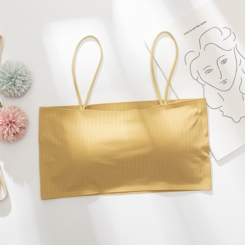 Áo Lụa Hai Dây Dáng Ngắn Mỏng Một Mảnh Không Đường May Trẻ Trung Cho Nữ Sinh