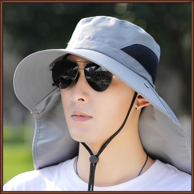 Mũ Chống Nắng Mùa Hè Có Quạt Lưới Thoáng Khí Bảo Vệ Mặt Cổ Cho Nam Khi Câu Cá / Leo Nú