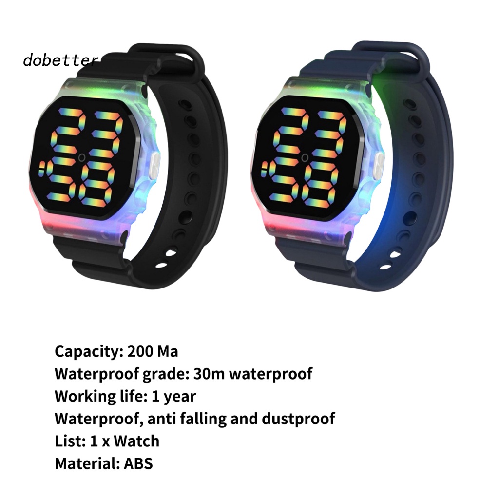 Đồng Hồ Điện Tử Màn Hình LED Thay Đổi Màu Sắc Chống Nước 30M Dobetter &gt; Cuộc Sống Hàng Ngày