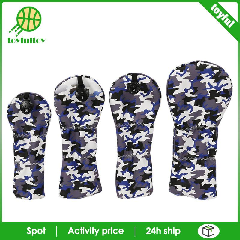 Set 4 Vỏ Bọc Bảo Vệ Đầu Gậy Đánh Golf Bằng Gỗ